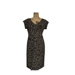 New Michael Michael Kors Brown Black Animal Print Short Sleeve Dress Size 12